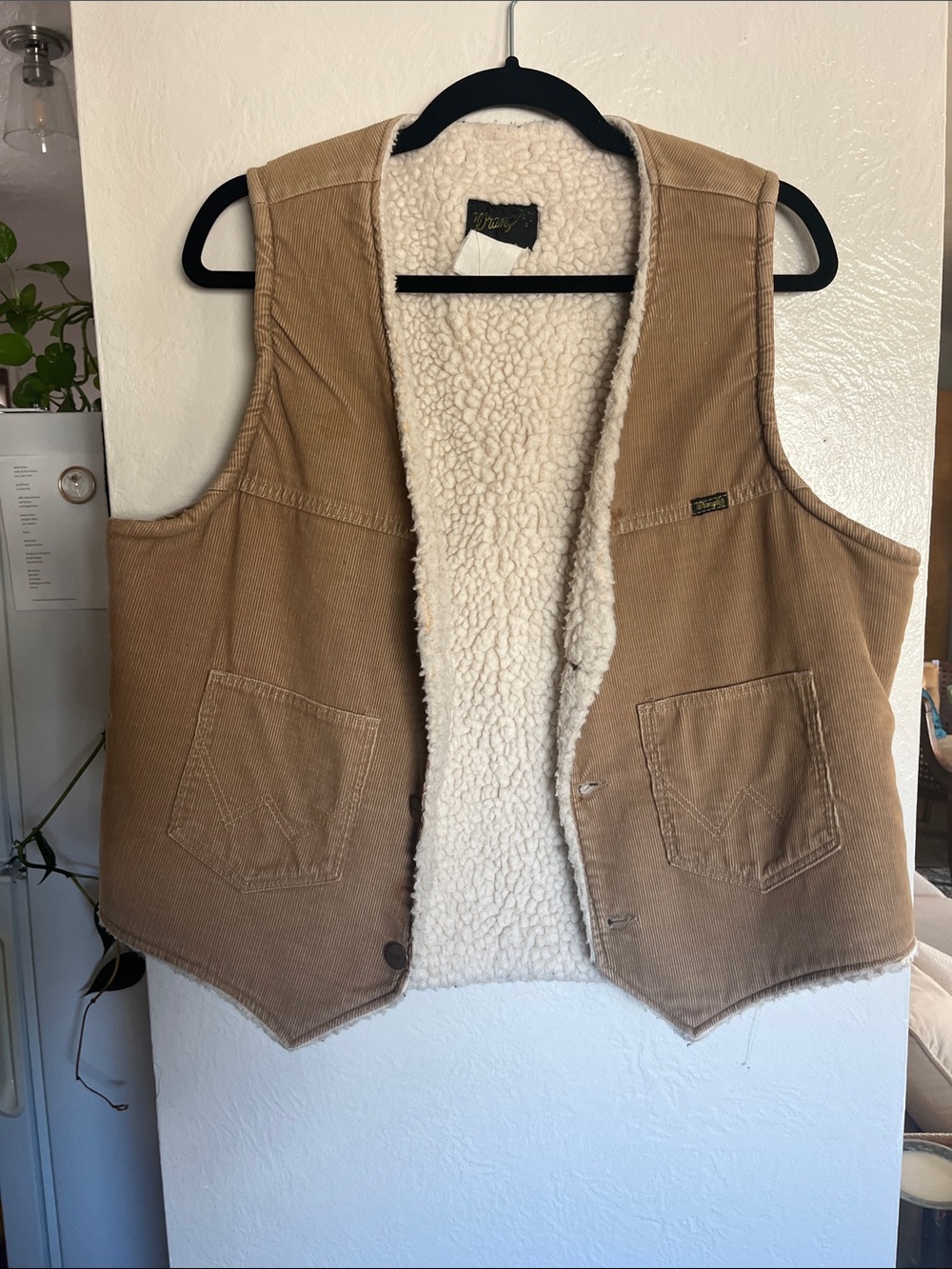 Vintage Wrangler Tan Corduroy Sherpa-Lined Vest